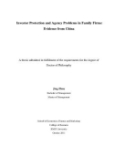 Doctoral thesis of Philosophy: Investor protection and agency problems in family firms: Evidence from China