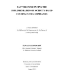 Doctoral thesis of Philosophy: Factors influencing the implementation of activity-based costing in Thai companies