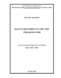 Luận văn thạc sĩ Quản lý văn hóa: Quản lý hoạt động của Thư viện tỉnh Quảng Ninh