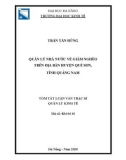 Tóm tắt Luận văn Thạc sĩ Quản lý kinh tế: Quản lý nhà nƣớc về giảm nghèo trên địa bàn huyện Quế Sơn tỉnh Quảng Nam