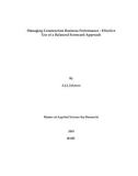 Master's thesis of Applied Science: Measuring contractors' business performance: effective use of a balanced scorecard approach