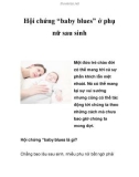 Hội chứng 'baby blues' ở phụ nữ sau sinh