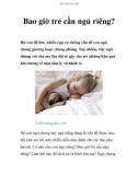 Bao giờ trẻ cần ngủ riêng?