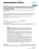 báo cáo khoa học: Riding the knowledge translation roundabout: lessons learned from the Canadian Institutes of Health Research Summer Institute in knowledge translation