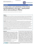 Báo cáo y học: A single amino acid substitution of the human immunodeficiency virus type 1 capsid protein affects viral sensitivity to TRIM5α