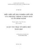 Tóm tắt Luận văn Thạc sĩ Khoa học: Điều kiện để mọi nghiệm giới nội của phương trình vi phân hàm là ổn định mạnh