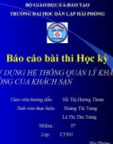 XÂY DỰNG HỆ THỐNG QUẢN LÝ KHÁCH HÀNG THUÊ PHÒNG CỦA KHÁCH SẠN