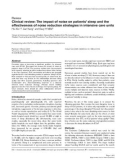 Báo cáo y học: Clinical review: The impact of noise on patients' sleep and the effectiveness of noise reduction strategies in intensive care units