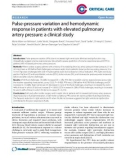 Báo cáo y học: Pulse-pressure variation and hemodynamic response in patients with elevated pulmonary artery pressure: a clinical study