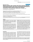 Báo cáo y học: Myeloid dendritic cells correlate with clinical response whereas plasmacytoid dendritic cells impact autoantibody development in rheumatoid arthritis patients treated with infliximab