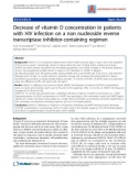 Báo cáo y học: Decrease of vitamin D concentration in patients with HIV infection on a non nucleoside reverse transcriptase inhibitor-containing regimen