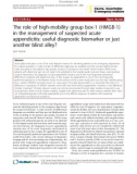 Báo cáo y học: The role of high-mobility group box-1 (HMGB-1) in the management of suspected acute appendicitis: useful diagnostic biomarker or just another blind alley?