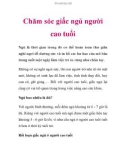 Chăm sóc giấc ngủ người cao tuổi