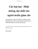 Các loại hạt - Dinh dưỡng cần thiết cho người muốn giảm cân