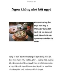 Ngon không nhờ bột ngọt