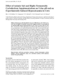 Báo cáo khoa học: Effect of Anionic Salt and Highly Fermentable Carbohydrate Supplementations on Urine pH and on Experimentally Induced Hypocalcaemia in Cows