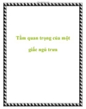 Tầm quan trọng của một giấc ngủ trưa