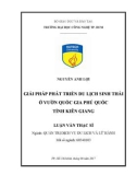 Luận văn Thạc sĩ Quản trị dịch vụ du lịch và lữ hành: Giải pháp phát triển du lịch sinh thái tại vườn quốc gia Phú Quốc tỉnh Kiên Giang