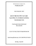 Luận văn Thạc sĩ Quản trị kinh doanh: Quản trị nguyên vật liệu tại Công ty cổ phần Xi măng Vicem Hải Vân