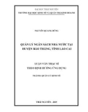 Luận văn Thạc sĩ Quản lý kinh tế: Quản lý ngân sách nhà nước tại huyện Bảo Thắng, tỉnh Lào Cai