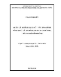 Luận văn thạc sĩ Quản lý văn hóa: Quản lý di tích lịch sử - văn hóa đình Vĩnh Khê, xã An Đồng, huyện An Dương, thành phố Hải Phòng