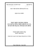 Tóm tắt Luận văn Thạc sĩ Quản lý công: Thực hiện chương trình xây dựng nông thôn mới ở các xã, huyện Bố Trạch, tỉnh Quảng Bình