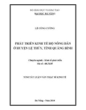 Tóm tắt luận văn Thạc sĩ Kinh tế: Phát triển kinh tế hộ nông dân ở huyện Lệ Thủy tỉnh Quảng Bình