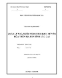 Tóm tắt Luận văn Thạc sĩ Quản lý công: Quản lý nhà nước về di tích lịch sử văn hóa trên địa bàn tỉnh Lào Cai