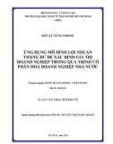 Luận văn Thạc sĩ Kinh tế: Ứng dụng mô hình lợi nhuận thặng dư để xác định giá trị doanh nghiệp trong quá trình cổ phần hoá doanh nghiệp nhà nước