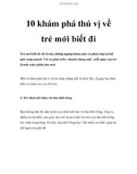 10 khám phá thú vị về trẻ mới biết đi