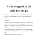 7 lí do trong nhà có thể khiến bạn béo phì