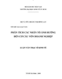 Luận văn Thạc sĩ Kinh tế: Phân tích các nhân tố ảnh hưởng đến cơ cấu vốn doanh nghiệp