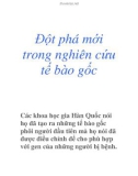 Đột phá mới trong nghiên cứu tế bào gốc