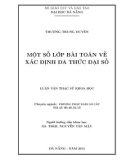 Tóm tắt luận văn Thạc sĩ Khoa học: Một số lớp bài toán về xác định đa thức đại số