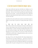 CÁCH GIẢM STRESS HIỆU QUẢ