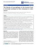 Báo cáo hóa học: The density of macrophages in the invasive front is inversely correlated to liver metastasis in colon cancer