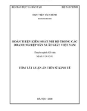 Tóm tắt luận án Tiến sĩ Kinh tế: Hoàn thiện kiểm soát nội bộ trong các doanh nghiệp sản xuất giấy Việt Nam