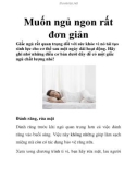 Muốn ngủ ngon rất đơn giản