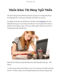 Muốn Khỏe Thì Đừng Ngồi Nhiều