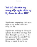 Vai trò của sữa mẹ trong việc ngăn chặn sự lây lan của virus HIV