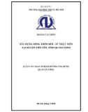 Luận văn Thạc sĩ Định hướng ứng dụng: Xây dựng nông thôn mới - từ thực tiễn tại huyện Tiên Yên, tỉnh Quảng Ninh