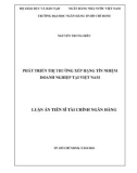 Luận án tiến sĩ Tài chính - Ngân hàng: Phát triển thị trường xếp hạng tín nhiệm doanh nghiệp tại Việt Nam