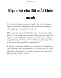 Mẹo nhỏ cho đôi mắt khỏe mạnh