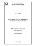 Tóm tắt Luận văn Thạc sĩ Quản lý kinh tế: Quản lý nhà nước về môi trường trên địa bàn tỉnh Kon Tum