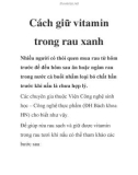 Cách giữ vitamin trong rau xanh