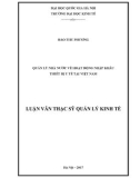 Luận văn Thạc sĩ Quản lý kinh tế: Quản lý nhà nước về hoạt động nhập khẩu trang thiết bị y tế tại Việt Nam