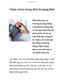 Giảm stress trong thời kì mang thai