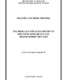 Luận văn Thạc sĩ Kinh tế: Tác động của vốn luân chuyển và khả năng sinh lợi của các doanh nghiệp Việt Nam