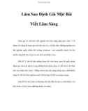 Làm Sao Định Giá Một Bài Viết Lâm Sàng