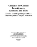 Guidance for Clinical Investigators, Sponsors, and IRBs Adverse Event Reporting to IRBs — Improving Human Subject Protection